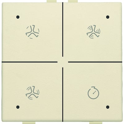 Niko ventilationstryk i creme med fire knapper til indstilling af ventilation samt timerfunktion, viser et moderne design.