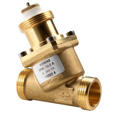 Siemens kombi ventil VPP46.10L0.2, DN10, fremstillet af messing med synlig mærkat.