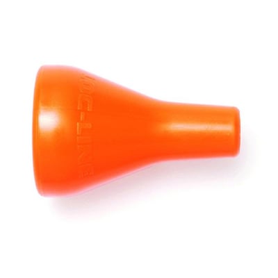 Loc-Line® mundstykke i orange plast med 6,0 mm diameter og 1/2" tilslutning, vist med tydelig logo.