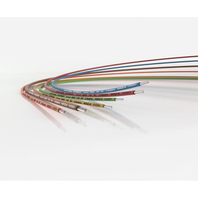 Flere farverige Lapp Olflex Heat 125 SC kabler med silikoneisolering samlet, med synlige ledere i enderne.