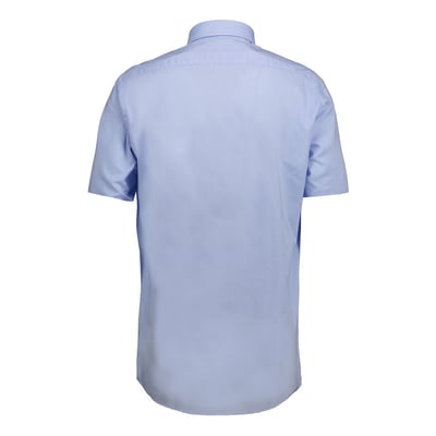 Seven Seas Oxford Modern skjorte med korte ærmer i lyseblå, str. 3XL, vist bagfra. Nem at stryge, garnfarvet.