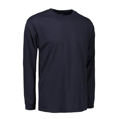 ID PRO Wear langærmet T-shirt 0311 i navy til kvinder, str. L, med detaljer som ribafslutning ved ærmer.