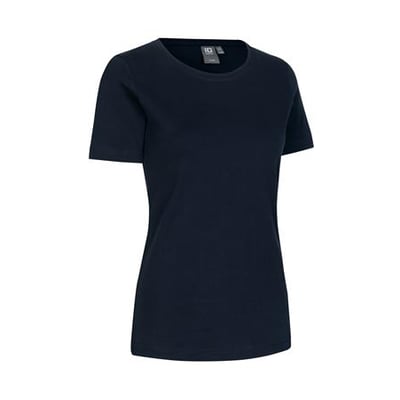 ID Identity dame T-shirt i navy, størrelse 3XL, med kort ærme og let figursyet pasform i blød antipilling interlock kvalitet.