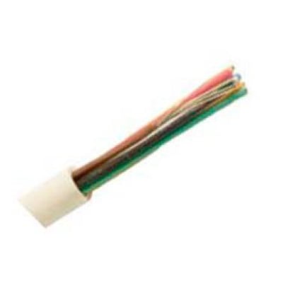 Alarmkabel PTR-F med 12 ledere, hver 0,22 mm², viser afisoleret ende med farvekodede ledere og hvid kappe.