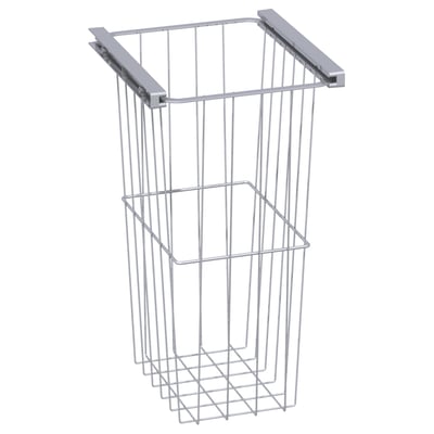 Dansani Mido+ trådkurv med udtræk, mål 24,2x30,9x45 cm, fremstillet i sølvfarvet metaltråd på hvid baggrund.