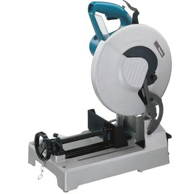 Makita LC1230N metalafkorter, set fra siden med fokus på håndtaget, klingen og den justerbare spændemekanisme.
