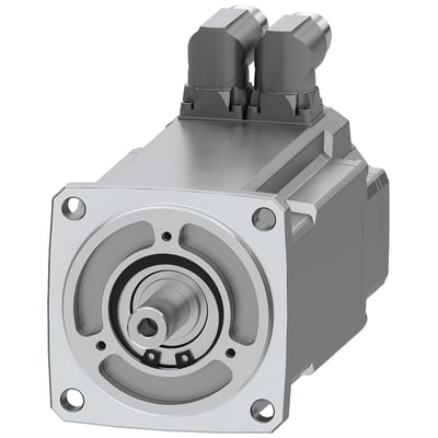 Siemens SIMOTICS S-1FK2 HD servomotor med 3,2 Nm drejningsmoment, D14x30mm aksel og to DRIVE-CLiQ-stik på hvid baggrund.