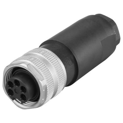 Siemens SIMATIC Net 7/8" hunstik med 5-polet sort indsats og sølvfarvet omløber, beregnet til axial kabel til ET200.