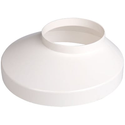 Plastmo brøndkrave i hvid plast, Ø110x130mm, viser den koniske form og den åbne top for tilslutning.