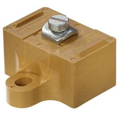 Weidmüller Skinneholder SH 2 i beige plast, passer til TS32/TS35 DIN skinner, med synlig monteringsskrue.