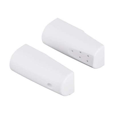 Grohe Sensia sprayhoveder i hvid, der viser en standarddyse og en damedyse med tydelige huller og monteringselementer.