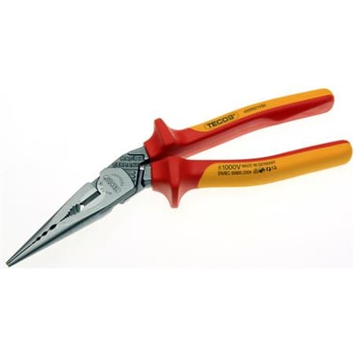 Wareco Spidstang LAUS EVO 220mm med røde og gule isolerede håndtag, velegnet til 1000V.