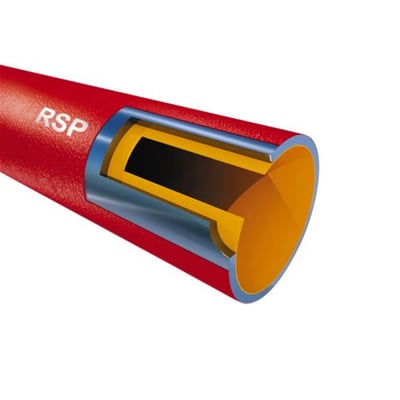 Rød SML støbejernsrør på 80mm indvendig diameter med 3,5mm tykkelse og RSP logo.
