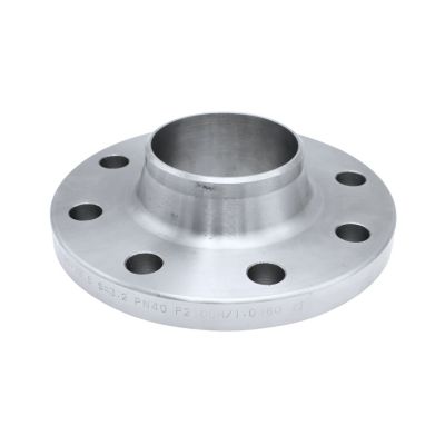 Svejseflange i metal med en diameter på 33,7 mm og 4 bolthuller, PN40 standard, EN 1092-1/11 form C.