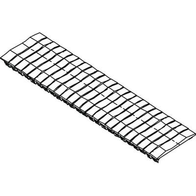 Fibox Afblænding DRCP til DIN-skinne, dækker 12 moduler, vist i en isometrisk perspektivtegning.