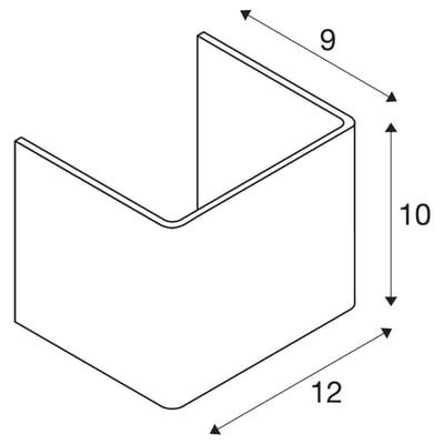 Teknisk tegning af SLV MANA lampeskærm, der viser dimensionerne 12x10x9 cm.