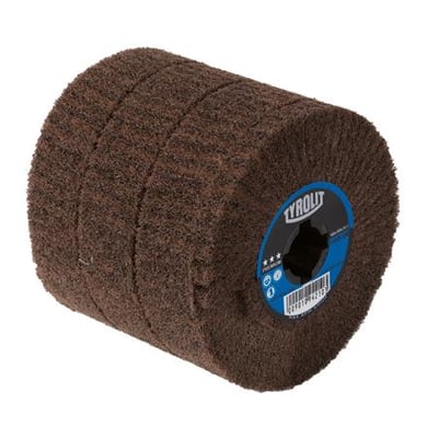 Tyrolit S-4 A medium spiralvalse i brun fleece med dimensioner 100x100x19,1 mm, vist med centerhul.