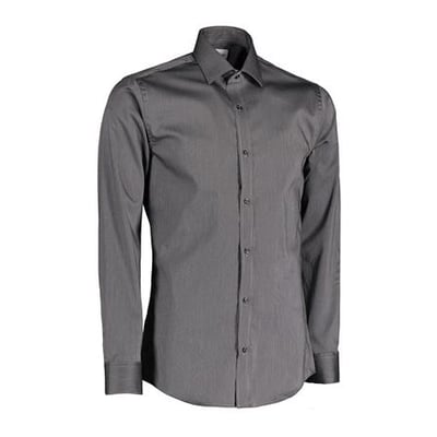 Seven Seas herreskjorte i mørkegrå twill med diskrete nålestriber og Non Iron finish, model LÆ i størrelse S.