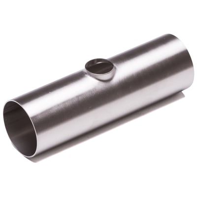T-stykke DS reduktion i 316L rustfrit stål med satin finish, Ø76/25X2,0 mm, monteringsdetalje. Fremstillet iht. DIN 11852.