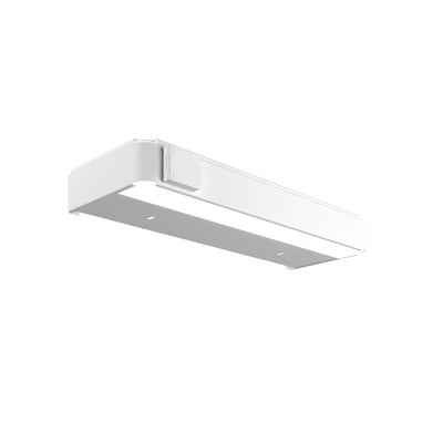 Svedbergs LED-belysning til skab i mathvid, 60 x 20 cm, set skråt nedefra med den aflange lysflade.