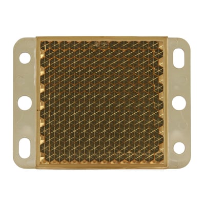 Schneider Electric refleks 50x50mm med Ecolab IP69K godkendelse, vist på hvid baggrund.