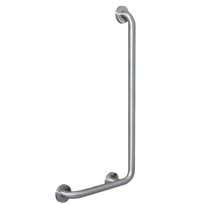 Intra Juvel TBBP-013 højre støttehåndtag i børstet stål, designet til vægmontering i bad og bruser.