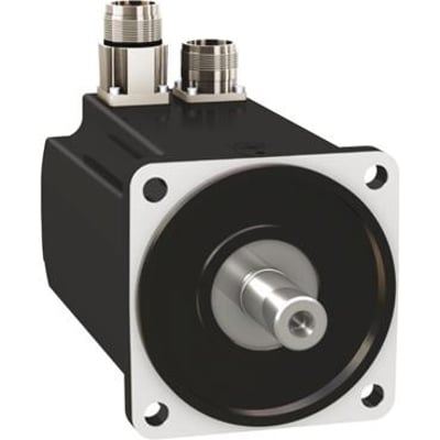 Schneider Electric BMH servomotor med 6,0 Nm, 750W, IP54 og ingen bremse, vist med 2 monteringsstik på toppen.