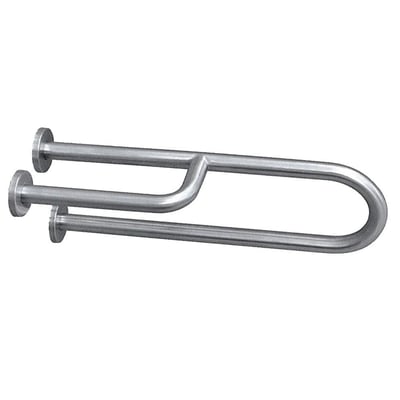 Intra Juvel TBBP-001 støttehåndtag i børstet stål, designet til venstre montering på væg, med solid konstruktion og en U-formet støtte.