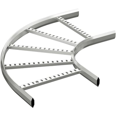 Detaljeret billede af en varmgalvaniseret stål bøjning, der viser de mange perforeringer og samlinger.