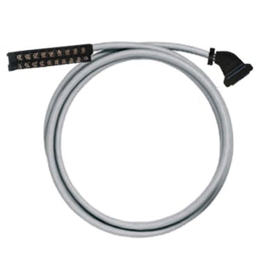 Weidmüller PLC-kabel til digitale signaler med gråt kabel i ring og sorte stik, 20-polet LiYY-kabel på 10 meter.