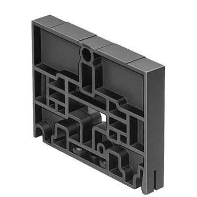 Festo separator plate CPV14-DZP i sort plast med komplekse interne strukturer, vist fra siden.