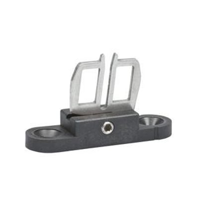 Nøgle fleks op/ned, AZ 15/16 B3, viser metalclips monteret på sort plastbasis med to monteringshuller.