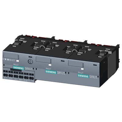 Siemens funktionsmodul 3RA2711-2CA00 til IO-Link og stjerne-trekantstart, set skråt forfra med grå front og sort overside.