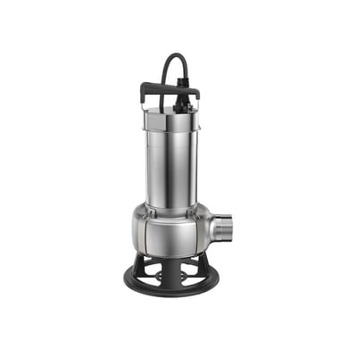 Grundfos UNILIFT AP35B.50.06.3V dykpumpe, vist isoleret på en hvid baggrund. Bemærk den robuste konstruktion og tilslutningsmuligheder.