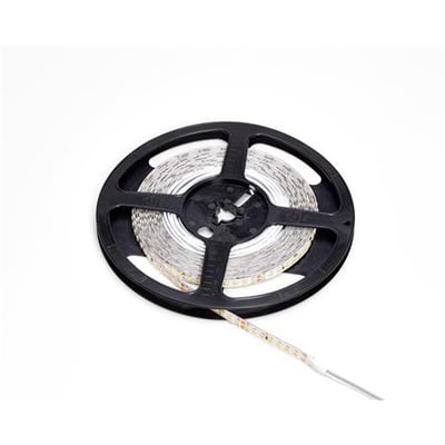 LED-strip på sort spole med synlige lysdioder, 18 W/m, 1800 lm/m, 2700 K, 24 V og IP20.