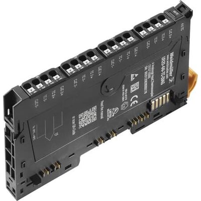 Weidmüller UR20-4AI-TC-DIAG analog input modul med 4 kanaler, vist fra siden med tydelige terminaler og mærkninger.