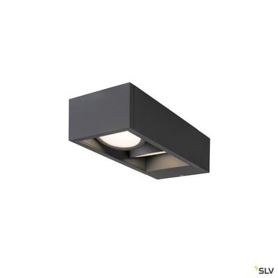 SLV Eskina Frame dobbelt væglampe i antracit med rektangulært armatur og indbyggede LED-lyskilder.
