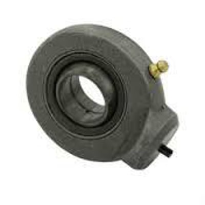 Ledhoved GK80DO med en diameter på 80 mm til hydrauliske cylindere, udført i mørkt metal med påsvejsningsflange og smørenipler.