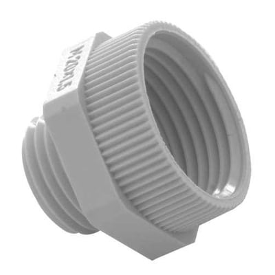 Kleinhuis overgangsmuffe i grå polyamid, med PG 13 udvendigt gevind og M20 indvendigt gevind.