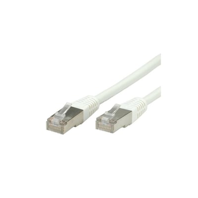 Hvidt Cat.6A S/FTP patchkabel på 0,25 meter med to RJ45-stik, vist mod en lys baggrund.