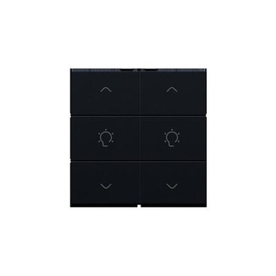 Niko Dæmpertryk dobbelt, black coated NHC, med seks trykflader med symboler for op, ned og lys.