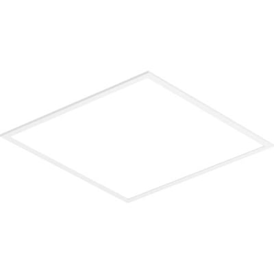 Bagbelyst LED panel Base 60 på 595x595 mm med opalhvid PMMA afskærmning og hvid aluminiumsramme.