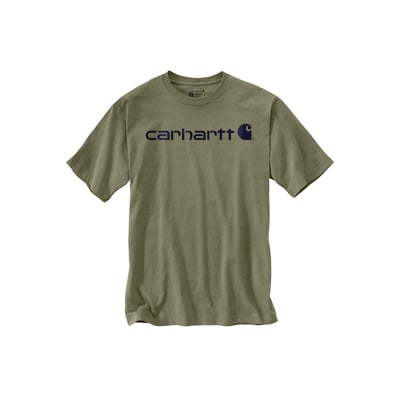 Grøn Carhartt Dearborn Relaxed t-shirt i størrelse 2XL med korte ærmer og stort logo på brystet.