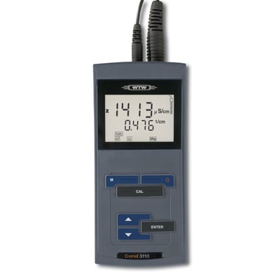WTW Cond 3110 ProfiLine konduktivitetsmåler med digitalt display, der viser målinger og knapper til betjening.