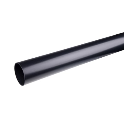 Plastmo nedløbsrør i sort plast med en diameter på 110 mm og en længde på 3 meter.
