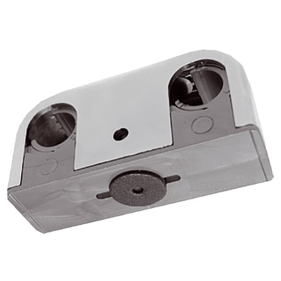 Purus dobbelt rørbærer i forkromet plast med center afstand på 40 mm til rør på 12-15 mm.