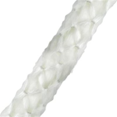 Blødt, snoet glasfibersnor i hvid med 8 mm diameter, perfekt til pakning og tætning op til 550°C.