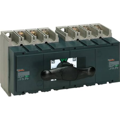 Schneider Electric INS250 3-polet omkobler med 160A nominel strøm, viser drejehåndtag og terminaler.
