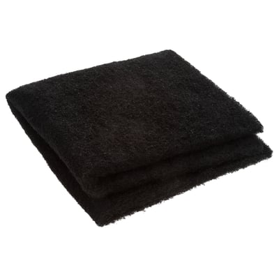 Sort universal emhættefilter fra Nordic Quality, foldet to gange, måler 335x355x10mm.