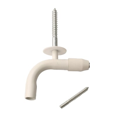 Elworks svanehals lampe-ophængssæt i hvid med skrue og roset, klar til ophæng af lamper.